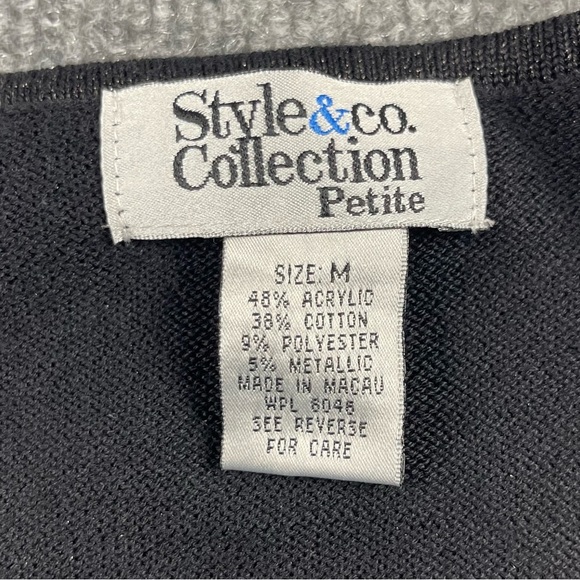 Style & Co. Collection Cardigan Sweater Womens MP Medium Petite Black Sparkly - Picture 8 of 9